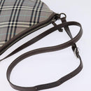 BURBERRY Nova Check Blue Label Shoulder Bag Nylon Gray Silver Auth 142647-7