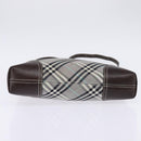 BURBERRY Nova Check Blue Label Shoulder Bag Nylon Gray Silver Auth 142647-9