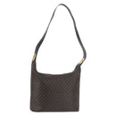 CELINE Macadam Canvas Shoulder Bag PVC Leather Black Gold Auth 142649-1