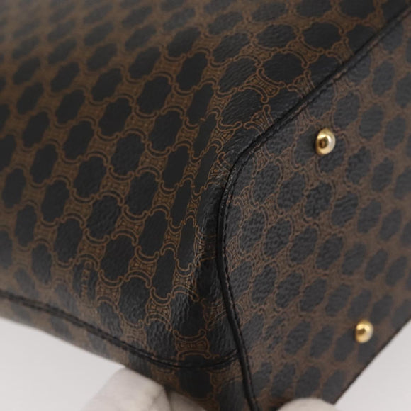 CELINE Macadam Canvas Shoulder Bag PVC Leather Black Gold Auth 142649