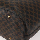 CELINE Macadam Canvas Shoulder Bag PVC Leather Black Gold Auth 142649-17