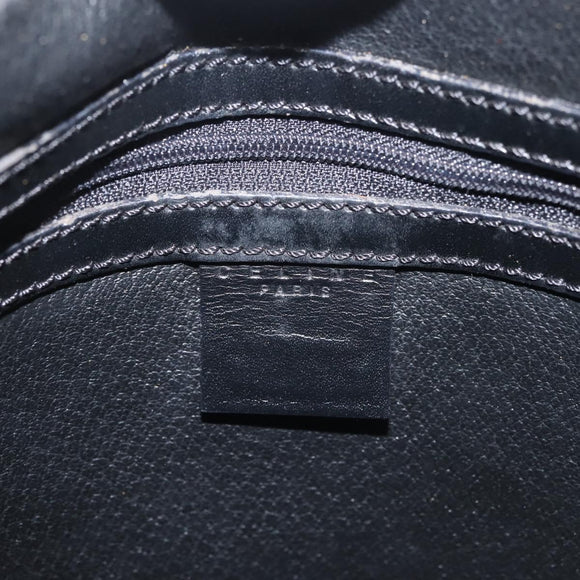 CELINE Macadam Canvas Shoulder Bag PVC Leather Black Gold Auth 142649