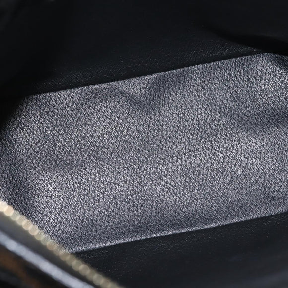 CELINE Macadam Canvas Shoulder Bag PVC Leather Black Gold Auth 142649