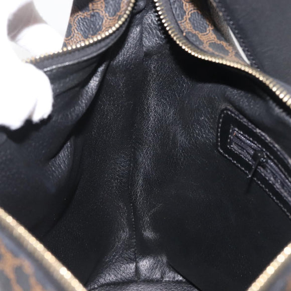 CELINE Macadam Canvas Shoulder Bag PVC Leather Black Gold Auth 142649