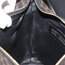 CELINE Macadam Canvas Shoulder Bag PVC Leather Black Gold Auth 142649-21