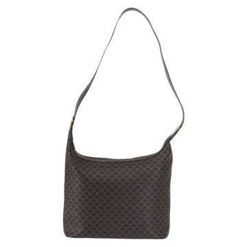 CELINE Macadam Canvas Shoulder Bag PVC Leather Black Gold Auth 142649 - 0