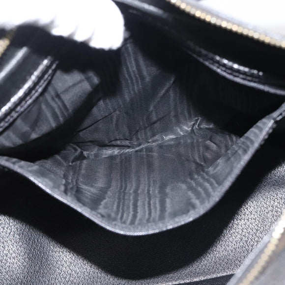 CELINE Macadam Canvas Shoulder Bag PVC Leather Black Gold Auth 142649