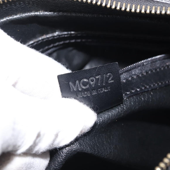 CELINE Macadam Canvas Shoulder Bag PVC Leather Black Gold Auth 142649