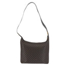 CELINE Macadam Canvas Shoulder Bag PVC Leather Black Gold Auth 142649-2