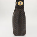 CELINE Macadam Canvas Shoulder Bag PVC Leather Black Gold Auth 142649-3