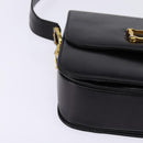 CELINE Horse Carriage Shoulder Bag Leather Black Gold Auth 142650-10