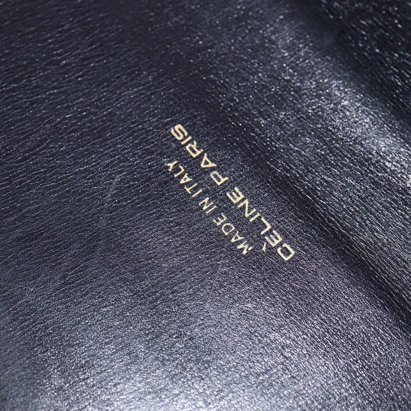 CELINE Horse Carriage Shoulder Bag Leather Black Gold Auth 142650