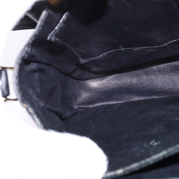 CELINE Horse Carriage Shoulder Bag Leather Black Gold Auth 142650