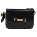 CELINE Horse Carriage Shoulder Bag Leather Black Gold Auth 142650-2