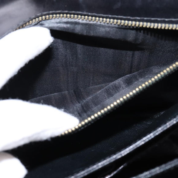 CELINE Horse Carriage Shoulder Bag Leather Black Gold Auth 142650