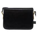 CELINE Horse Carriage Shoulder Bag Leather Black Gold Auth 142650-3