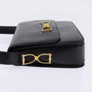 CELINE Horse Carriage Shoulder Bag Leather Black Gold Auth 142650-4