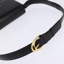 CELINE Horse Carriage Shoulder Bag Leather Black Gold Auth 142650-7