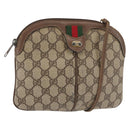 GUCCI GG Supreme Web Sherry Line Bag PVC Beige Gold 904 02 047 Auth 142652-1