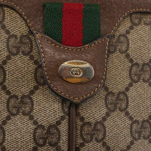 GUCCI GG Supreme Web Sherry Line Bag PVC Beige Gold 904 02 047 Auth 142652