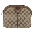 GUCCI GG Supreme Web Sherry Line Bag PVC Beige Gold 904 02 047 Auth 142652-13