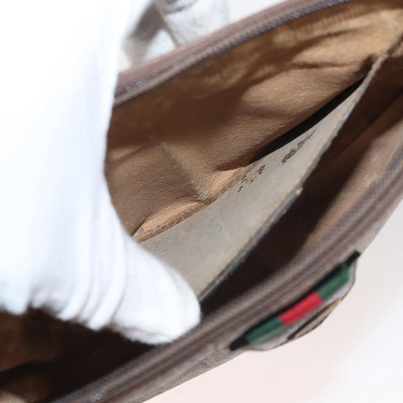 GUCCI GG Supreme Web Sherry Line Bag PVC Beige Gold 904 02 047 Auth 142652