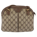 GUCCI GG Supreme Web Sherry Line Bag PVC Beige Gold 904 02 047 Auth 142652-2