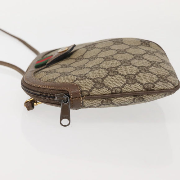 GUCCI GG Supreme Web Sherry Line Bag PVC Beige Gold 904 02 047 Auth 142652