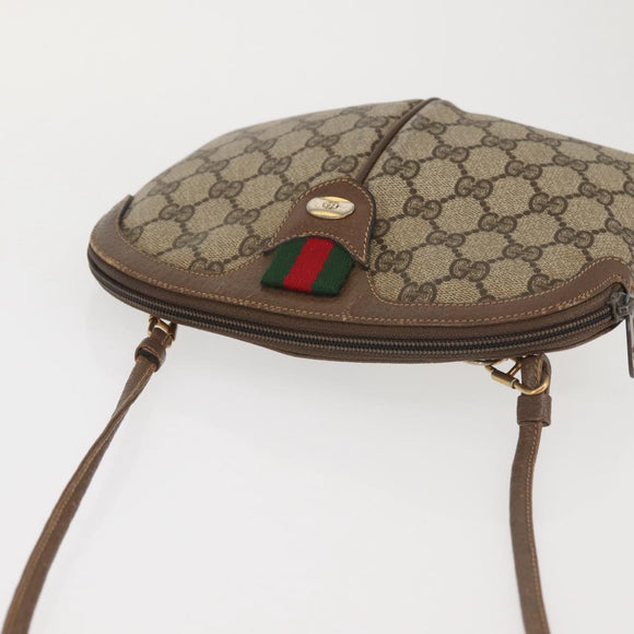 GUCCI GG Supreme Web Sherry Line Bag PVC Beige Gold 904 02 047 Auth 142652