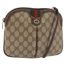 GUCCI GG Supreme Web Sherry Line Bag PVC Beige Gold 904 02 047 Auth 142653-1