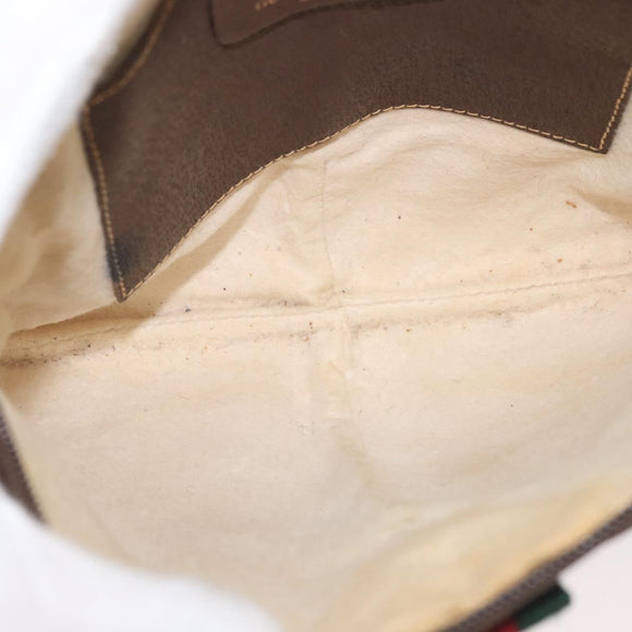 GUCCI GG Supreme Web Sherry Line Bag PVC Beige Gold 904 02 047 Auth 142653