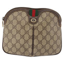 GUCCI GG Supreme Web Sherry Line Bag PVC Beige Gold 904 02 047 Auth 142653-2