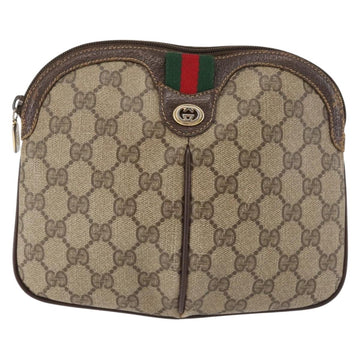 GUCCI GG Supreme Web Sherry Line Bag PVC Beige Gold 904 02 047 Auth 142653 - 0