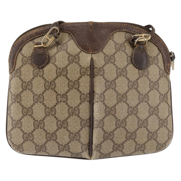 GUCCI GG Supreme Web Sherry Line Bag PVC Beige Gold 904 02 047 Auth 142653