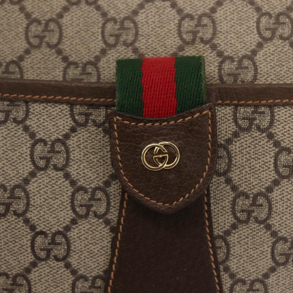 GUCCI GG Supreme Web Sherry Line Bag PVC Beige Gold 001.123.6177 Auth 142654