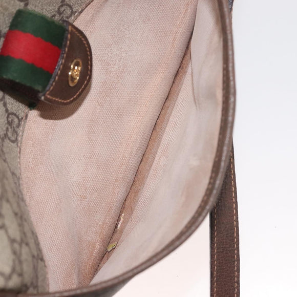 GUCCI GG Supreme Web Sherry Line Bag PVC Beige Gold 001.123.6177 Auth 142654