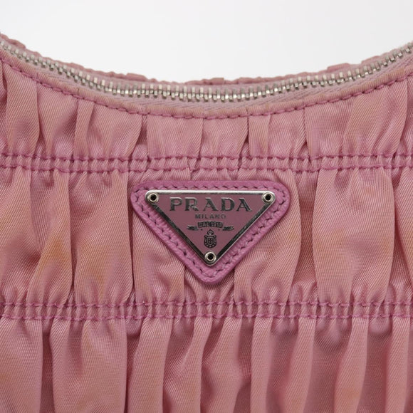PRADA Shoulder Bag Nylon Pink Silver Auth 142659