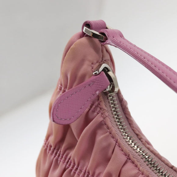 PRADA Shoulder Bag Nylon Pink Silver Auth 142659