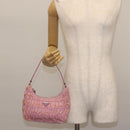 PRADA Shoulder Bag Nylon Pink Silver Auth 142659-22