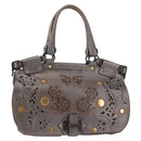 Salvatore Ferragamo Tote Bag Leather Silver Auth 142662-1