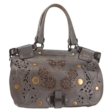 Salvatore Ferragamo Tote Bag Leather Silver Auth 142662