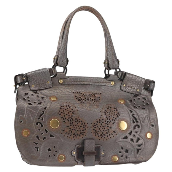 Salvatore Ferragamo Tote Bag Leather Silver Auth 142662