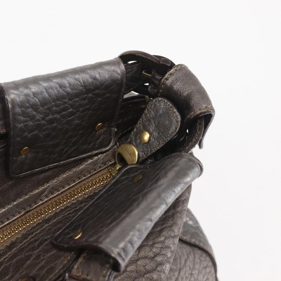 Salvatore Ferragamo Tote Bag Leather Silver Auth 142662