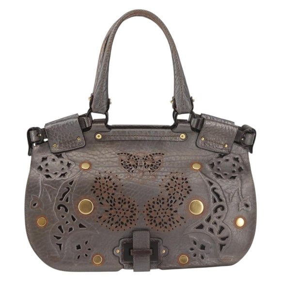 Salvatore Ferragamo Tote Bag Leather Silver Auth 142662