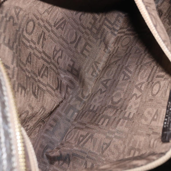 Salvatore Ferragamo Tote Bag Leather Silver Auth 142662