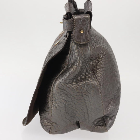 Salvatore Ferragamo Tote Bag Leather Silver Auth 142662