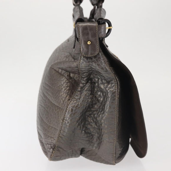 Salvatore Ferragamo Tote Bag Leather Silver Auth 142662