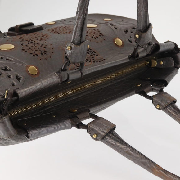 Salvatore Ferragamo Tote Bag Leather Silver Auth 142662