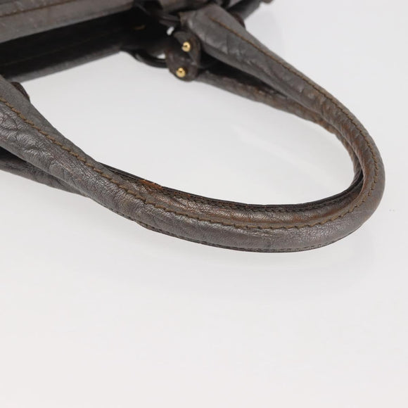 Salvatore Ferragamo Tote Bag Leather Silver Auth 142662