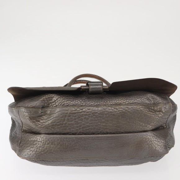 Salvatore Ferragamo Tote Bag Leather Silver Auth 142662